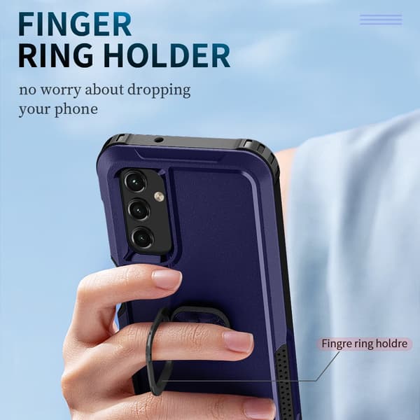 SKALO Samsung A54 5G Armor Hybrid metal ring cover - Blå