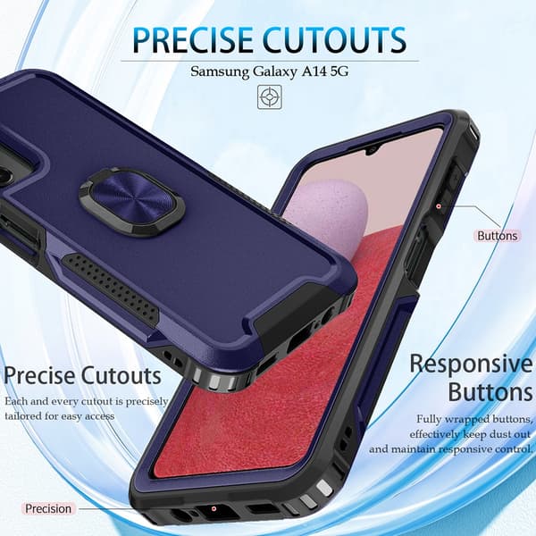 SKALO Samsung A54 5G Armor Hybrid metal ring cover - Blå