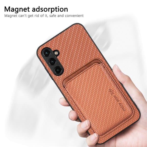 SKALO Samsung A54 5G Carbon Fiber Cover med kortholder - Blå