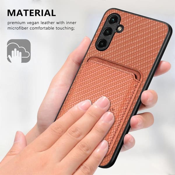 SKALO Samsung A54 5G Carbon Fiber Cover med kortholder - Blå