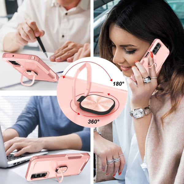 SKALO Samsung A54 5G Armor Hybrid metal ring cover - Pink