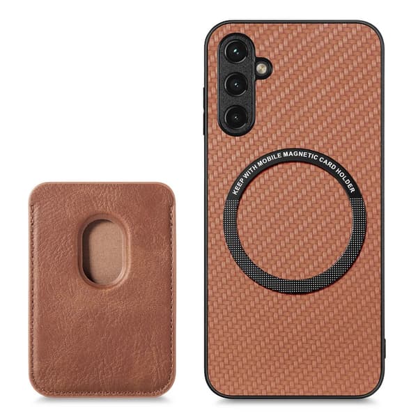 SKALO Samsung A54 5G Carbon Fiber Cover med kortholder - Brun