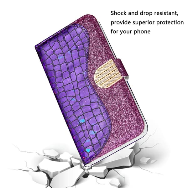 SKALO Samsung A54 5G Glitter design Pungetui - Lilla