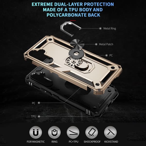 SKALO Samsung A54 5G Armor Hybridi metallirengas kuori - Kulta