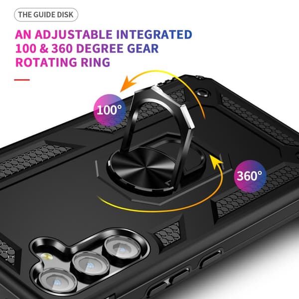 SKALO Samsung A54 5G Armor Hybrid metal ring cover - Sort