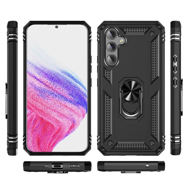 SKALO Samsung A54 5G Armor Hybrid metal ring cover - Sort