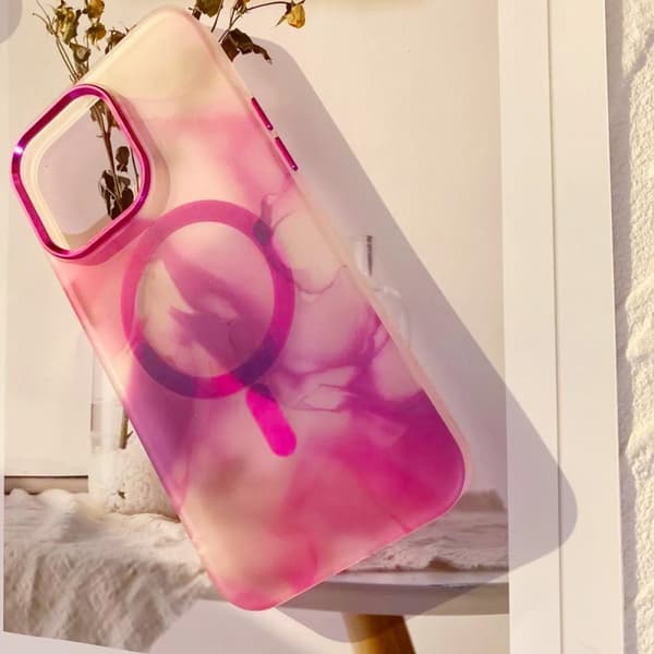 iPhone 14 Pro MagSafe Mobilskal - Rosa Abstrakt
