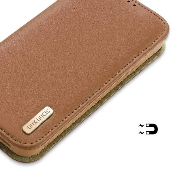 Dux Ducis iPhone 14 Plus -lompakkokotelo aitoa nahkaa RFID-suojauksella