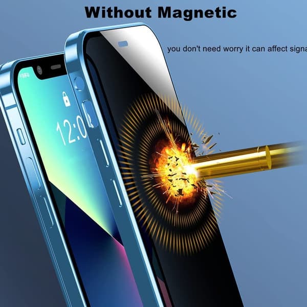 Telefon cover fuld kamerabeskyttelse dobbeltsidet hærdet glas anti-spion Sort iPhone 14