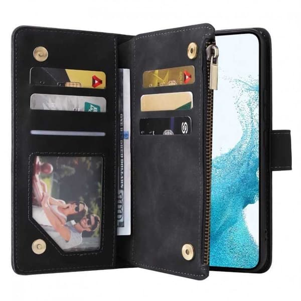 Samsung A14 5G/4G multifunktionelt pung etui Lynlås 8-rum
