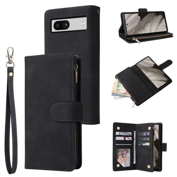 Google Pixel 7a Multifunktionellt Plånboksfodral Zipper 8-Fack