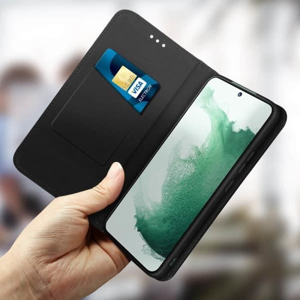Samsung Galaxy S22 Läderfodral Forcell Smart Pro Läderkorthållare - svart