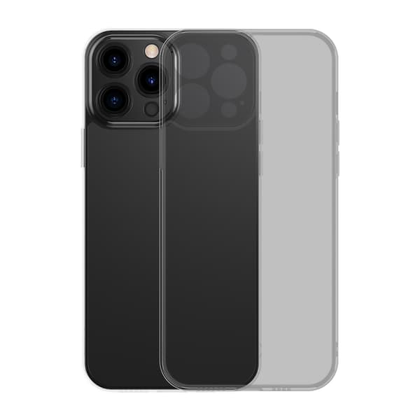 Baseus frostet glasetui iPhone 13 Pro stift etui med gelramme sort