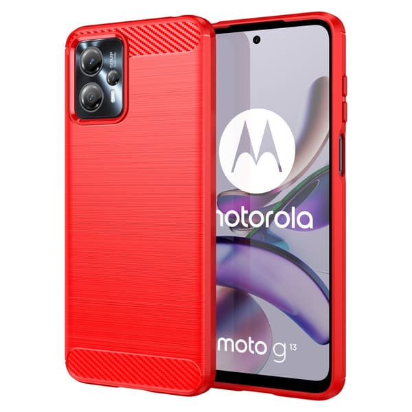 SKALO Motorola Moto G23 4G Armor Carbon Stødsikker TPU-cover Rød