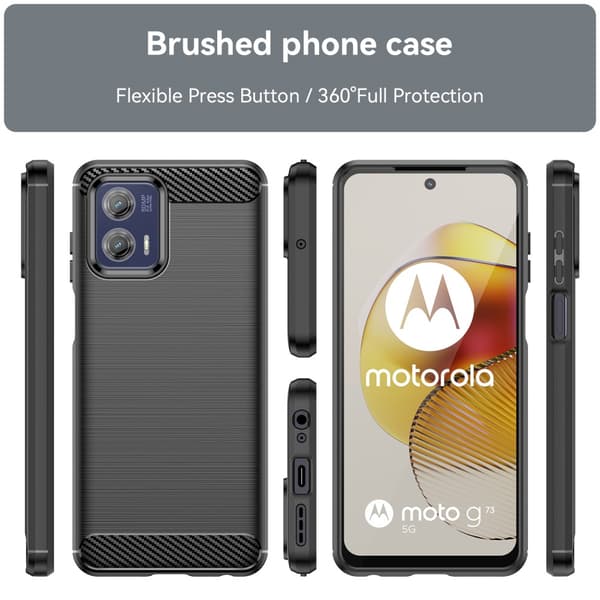 SKALO Motorola Moto G73 5G Armor Carbon Iskunkestävä TPU suojakuori