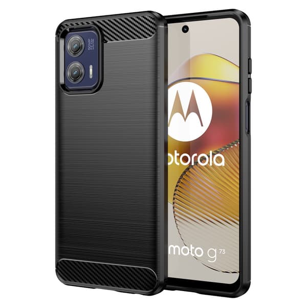 SKALO Motorola Moto G73 5G Armor Carbon Stødsikker TPU-cover Sort