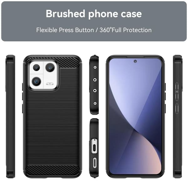 SKALO Xiaomi 13 5G Armor Carbon Iskunkestävä TPU suojakuori