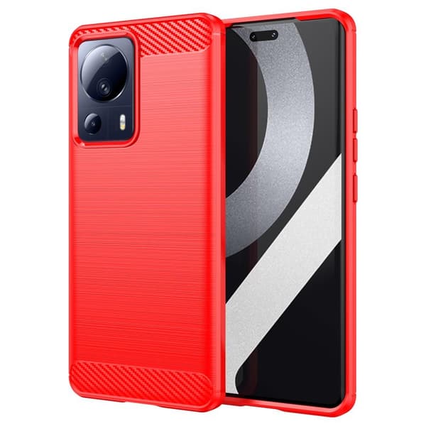 SKALO Xiaomi 13 Lite Armor Carbon Stöttåligt TPU-skal Röd