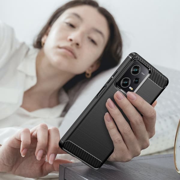 SKALO Xiaomi Redmi Note 12 Pro 5G Armor Carbon Stöttåligt TPU-skal