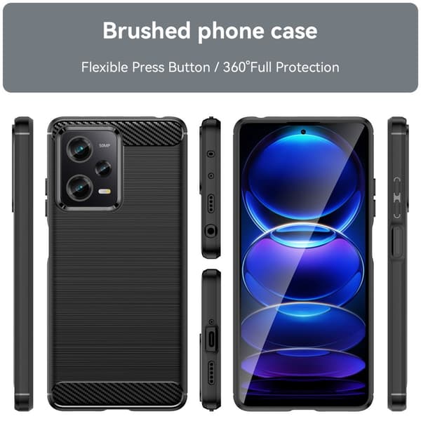 SKALO Xiaomi Redmi Note 12 Pro 5G Armor Carbon Stöttåligt TPU-skal