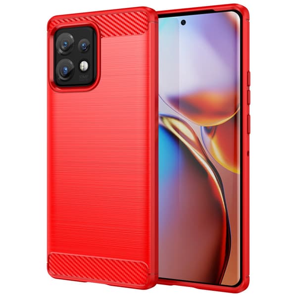 SKALO Motorola Edge 40 Pro 5G Armor Carbon Iskunkestävä TPU suojakuori Punainen