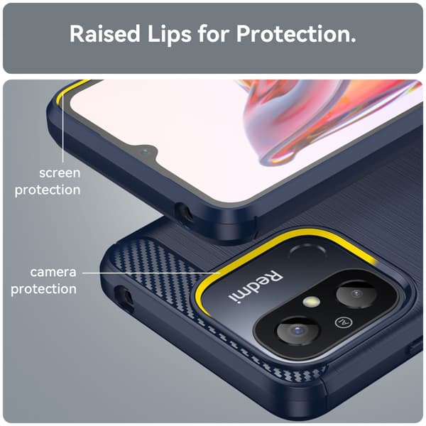 SKALO Xiaomi Redmi 12C 4G Armor Carbon Iskunkestävä TPU suojakuori