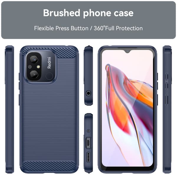 SKALO Xiaomi Redmi 12C 4G Armor Carbon Iskunkestävä TPU suojakuori