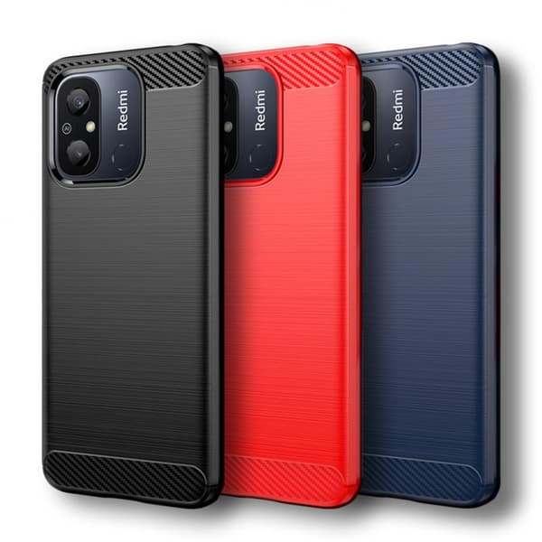 SKALO Xiaomi Redmi 12C 4G Armor Carbon Iskunkestävä TPU suojakuori