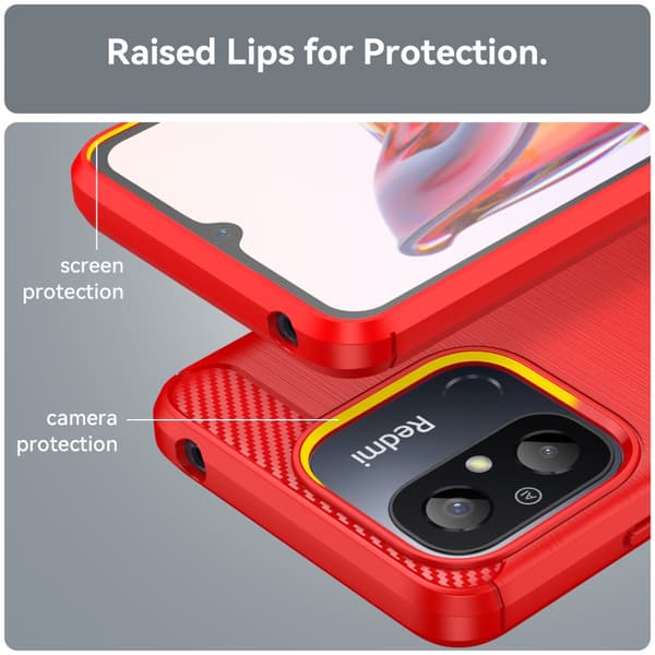 SKALO Xiaomi Redmi 12C 4G Armor Carbon Iskunkestävä TPU suojakuori