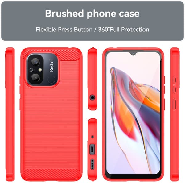 SKALO Xiaomi Redmi 12C 4G Armor Carbon Iskunkestävä TPU suojakuori