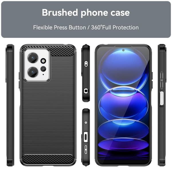 SKALO Xiaomi Redmi Note 12 4G Armor Carbon Stöttåligt TPU-skal