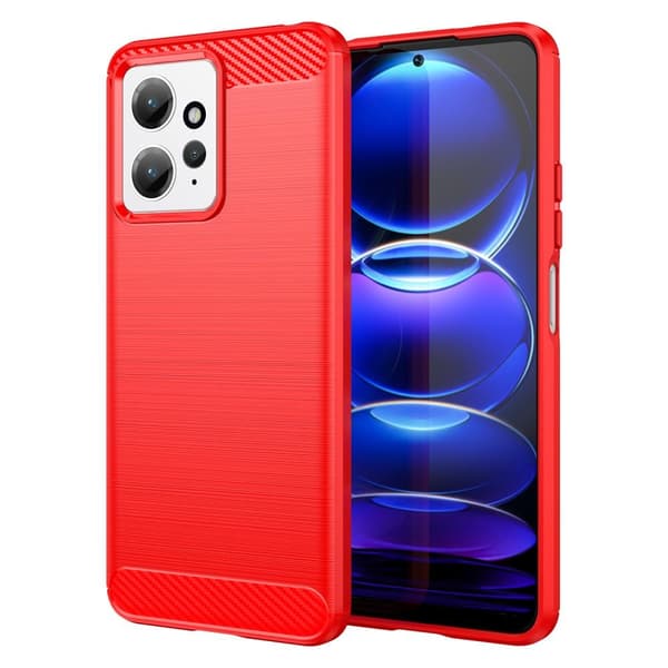 SKALO Xiaomi Redmi Note 12 4G Armor Carbon Stöttåligt TPU-skal Röd