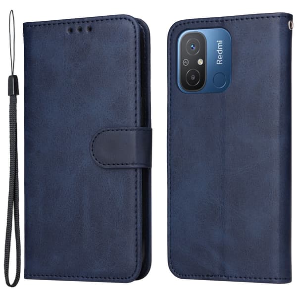 SKALO Xiaomi Redmi 12C 4G Flip Cover m. pung i PU-læder - Blå