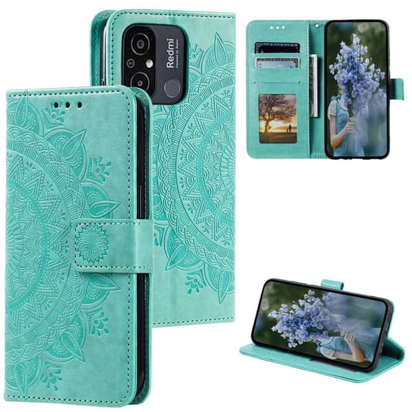 SKALO Xiaomi Redmi 12C 4G Mandala Plånboksfodral - Turkos