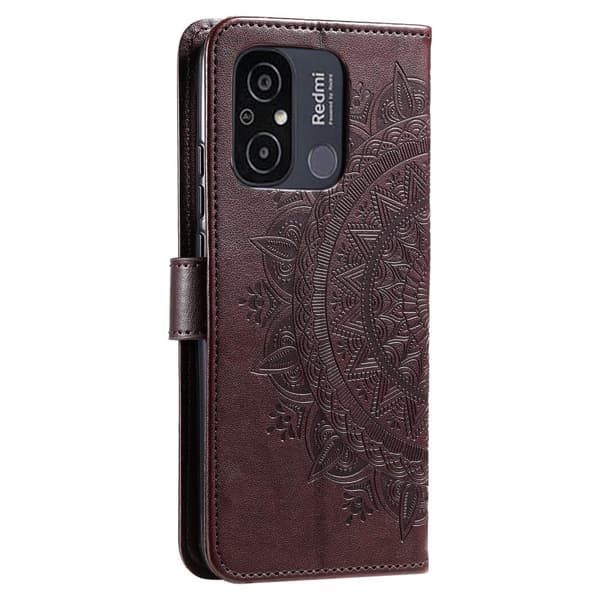 SKALO Xiaomi Redmi 12C 4G Mandala Plånboksfodral - Brun