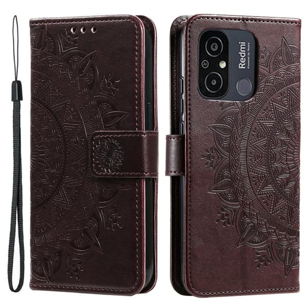 SKALO Xiaomi Redmi 12C 4G Mandala Plånboksfodral - Brun