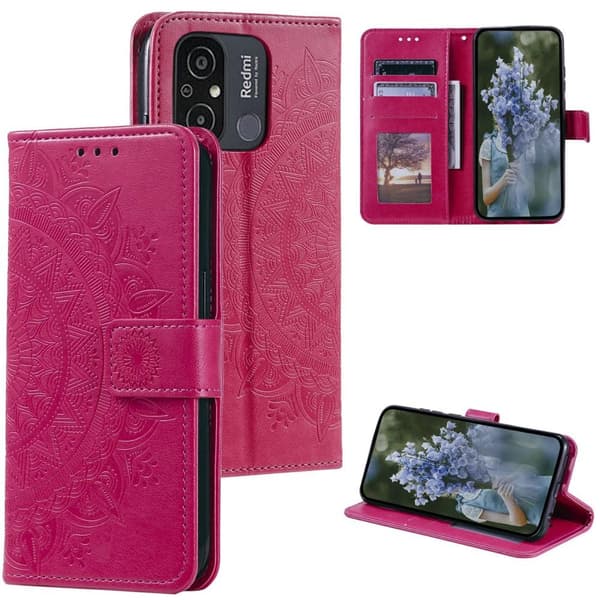 SKALO Xiaomi Redmi 12C 4G Mandala Flip Cover - Cerise