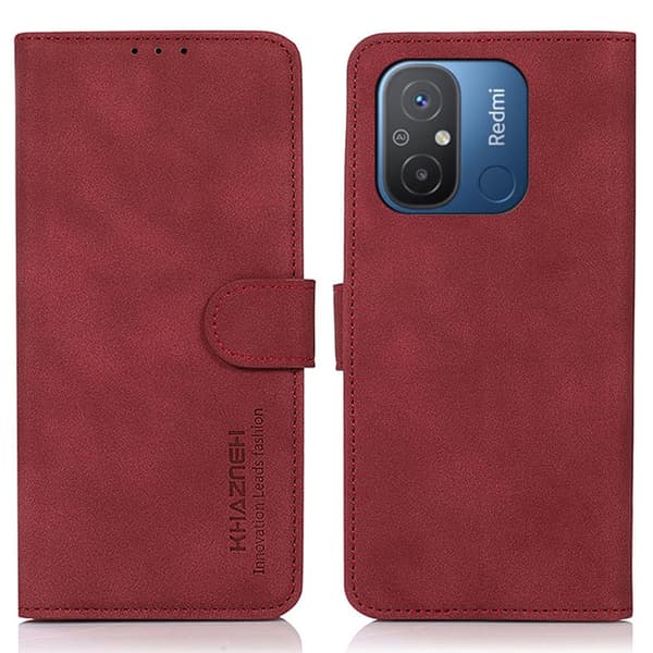 SKALO Xiaomi Redmi 12C 4G KHAZNEH Lompakkokotelo PU-nahasta - Punainen