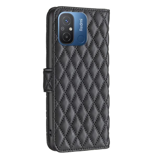 SKALO Xiaomi Redmi 12C 4G BINFEN COLOR Quiltat Plånbok - Svart
