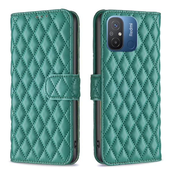 SKALO Xiaomi Redmi 12C 4G BINFEN COLOR Tikattu Lompakko - Vihreä