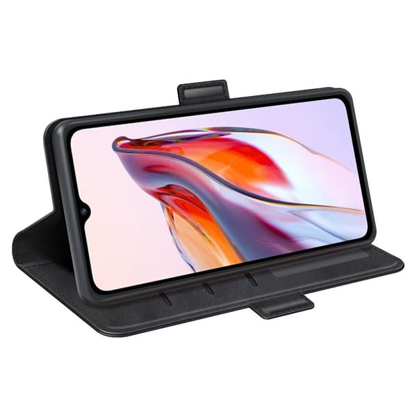 SKALO Xiaomi Redmi 12C 4G Premium Wallet Lompakkokotelo - Musta
