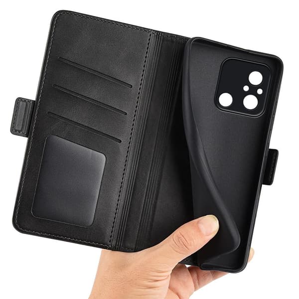 SKALO Xiaomi Redmi 12C 4G Premium Wallet Lompakkokotelo - Musta