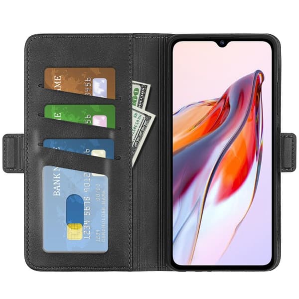 SKALO Xiaomi Redmi 12C 4G Premium Wallet Lompakkokotelo - Musta