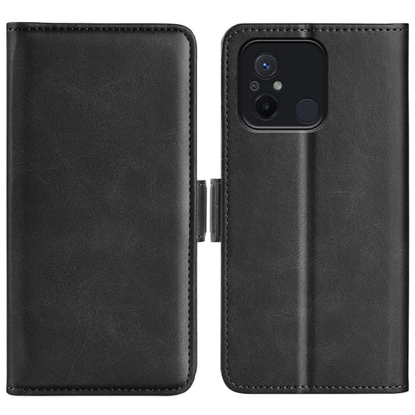 SKALO Xiaomi Redmi 12C 4G Premium Wallet Lompakkokotelo - Musta