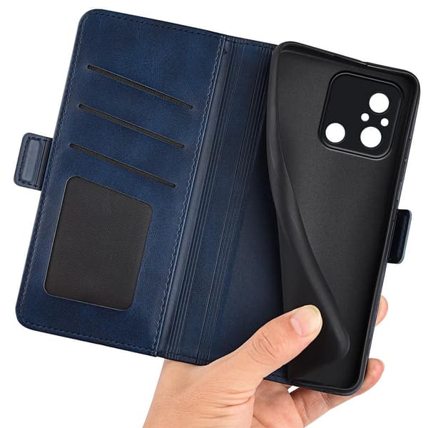 SKALO Xiaomi Redmi 12C 4G Premium Wallet Flip Cover - Blå
