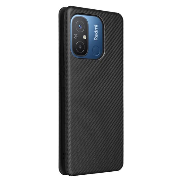 SKALO Xiaomi Redmi 12C 4G Carbon Fiber Pungetui - Sort