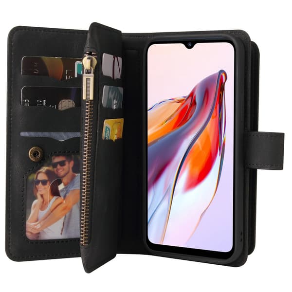 SKALO Xiaomi Redmi 12C 4G Big Wallet 17-FACK Plånboksfodral - Svart