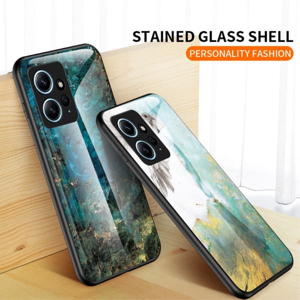 SKALO Xiaomi Redmi Note 12 4G Marmori karkaistu lasi TPU-suojakuori - #1