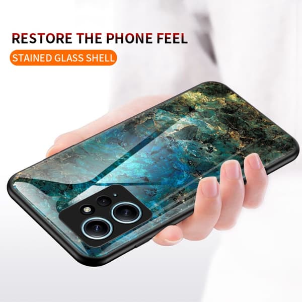 SKALO Xiaomi Redmi Note 12 4G Marmori karkaistu lasi TPU-suojakuori - #1