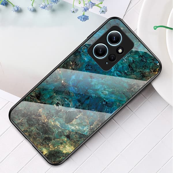SKALO Xiaomi Redmi Note 12 4G Marmori karkaistu lasi TPU-suojakuori - #1